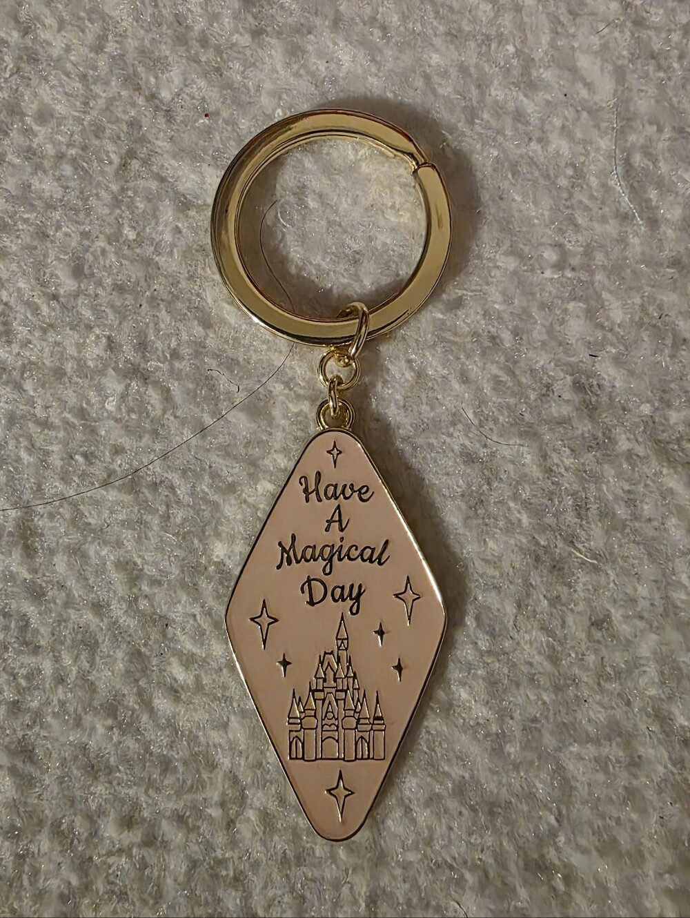 Disney Parks "Have A Magical Day" Gold & Blush Enamel Keychain - NEW